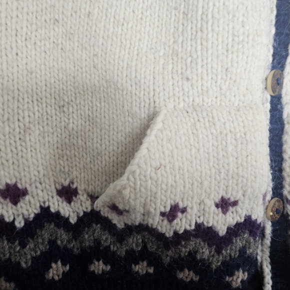 Hand Knit Pure Wool Super Chunky Cardigan Sweater Size XL - Picture 7 of 10